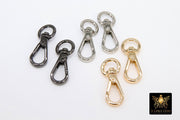 Gold Spring Gate Clasps, Silver or Black Spring Lock Swivel Push Clip #2770, Jewelry Findings 11 x 31 mm