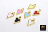 Gold Enamel CZ Heart Charms, Blue Black Pink and White Hearts #330, Small 13 mm
