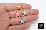 Star Enamel Gold Charms, Baby Blue Starfish Pendants #36, Pink Peach and White