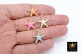 Star Enamel Gold Charms, Baby Blue Starfish Pendants #36, Pink Peach and White