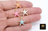 Star Enamel Gold Charms, Baby Blue Starfish Pendants #36, Pink Peach and White