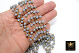 Slate Grey Beaded Chain, 6 mm Rondelle Crystal Gold Wire Wrapped CH #514, Unfinished Boho Jewelry Chain