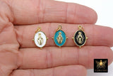Gold Jesus Virgin Mary Charms, Oval Enamel Discs #2732, Colors in Black White