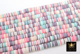 2 Strands 6 mm Clay Flat Beads, Pastel Heishi beads in Polymer Clay Disc CB #132, Pink Aqua