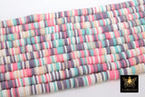 2 Strands 6 mm Clay Flat Beads, Pastel Heishi beads in Polymer Clay Disc CB #132, Pink Aqua