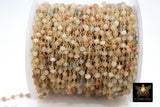 Multi Moonstone Chain, Unfinished 4 mm Beaded Beige CH #530, Gray Ivory Black Wire Wrapped Chains