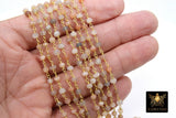 Multi Moonstone Chain, Unfinished 4 mm Beaded Beige CH #530, Gray Ivory Black Wire Wrapped Chains