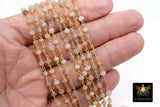 Multi Moonstone Chain, Unfinished 4 mm Beaded Beige CH #530, Gray Ivory Black Wire Wrapped Chains