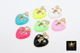CZ Micro Pave Lock and Key Charms, Gold Enamel Heart Charms #2780, Keyhole Hearts Jewelry
