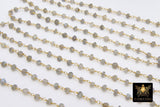 Natural Labradorite Gemstone Gold Chain, Gray 4 mm Jewelry Chain CH #337, 1 5 10 feet Religious Chain