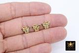 Gold CZ Butterfly Charms, Tiny Cubic Zirconia Small Butterflies, AG 2783