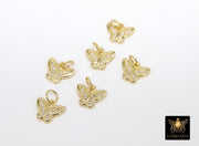 Gold CZ Butterfly Charms, Tiny Cubic Zirconia Small Butterflies, AG 2783