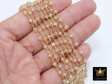 Creamy Beige Chain, 4 mm Gold Wire Wrapped Chain CH #412, Black Wire Wrap