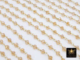 Smoky Beige AB Chain, 4 mm Black Wire Wrapped Beaded Crystal CH# 416, By the Foot