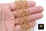 Smoky Beige AB Chain, 4 mm Black Wire Wrapped Beaded Crystal CH# 416, By the Foot