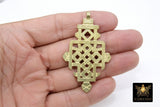 Brass Ethiopian Coptic Cross, Large African Cross Pendant #2037, Brass Religious Necklace