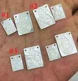 14 k Gold Filled Madonna Child Scapular, Mother of Pearl 925 Silver Jesus # 257, 2 Hole Charms Includes Jump Rings