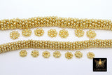 Gold Petal Spacer Beads, 20-125 pcs Round Brushed Gold Daisy Discs #2904, Flower Bumpy Rondelle