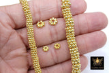Gold Petal Spacer Beads, 20-125 pcs Round Brushed Gold Daisy Discs #2904, Flower Bumpy Rondelle