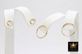 14 K Gold Hoop Stud Earring, High Quality Gold Filled Round Ring Stud Post Findings #2765, 7