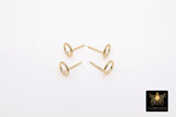 14 K Gold Hoop Stud Earring, High Quality Gold Filled Round Ring Stud Post Findings # 2765, 7