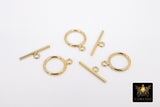 14 K Gold Filled Toggle Clasp, Round Clasps with Toggle Bar Connectors #2799, 11 x 14 mm