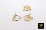 14 K Gold Filled Toggle Clasp, Round Clasps with Toggle Bar Connectors # 2799, 11 x 14 mm