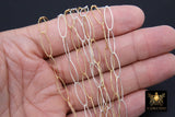 14 K Gold Filled Large Drawn Chain, 17 mm Paperclip Chain CH #770, Oval 925 Sterling Silver