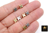 Gold Cross Bead, 5 Pc Silver Brass Cross Shape Beads with Hole # 391, Gold Star Beads # 472