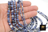 Matte Sodalite Blue Beads, Frosted Navy and White Round Beads BS# 131, size 4 mm 6 mm 8mm 10 mm 15.5 in FULL Strands