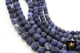 Matte Sodalite Blue Beads, Frosted Navy and Black Round Beads BS #129, size 6 mm 8mm 10 mm 15 in FULL Strands