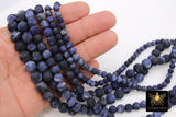 Matte Sodalite Blue Beads, Frosted Navy and Black Round Beads BS #129, size 6 mm 8mm 10 mm 15 in FULL Strands