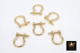 Genuine 18 K Gold Plated Brass Shackle Clasp, Tiny Ring Connector Clasps #2313, 14 mm Jewelry Purse Screw Clasps