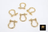 Genuine 18 K Gold Plated Brass Shackle Clasp, Tiny Ring Connector Clasps # 2313, 14 mm Jewelry Purse Screw Clasps
