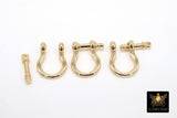 Genuine 18 K Gold Plated Brass Shackle Clasp, Tiny Ring Connector Clasps # 2313, 14 mm Jewelry Purse Screw Clasps
