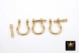 Genuine 18 K Gold Plated Brass Shackle Clasp, Tiny Ring Connector Clasps #2313, 14 mm Jewelry Purse Screw Clasps