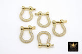 CZ Pave Gold Brass Shackle Clasp, Genuine 16 K Gold Plated 16 mm Clasps #2335, Small Ring Connector Screw Jewelry Clasps