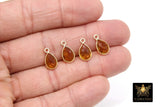 Citrine Teardrop Charms, Gold Plated Oval Yellow Gemstone #2847, Sterling Silver Birthstone Pendants