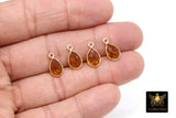 Citrine Teardrop Charms, Gold Plated Oval Yellow Gemstone #2847, Sterling Silver Birthstone Pendants