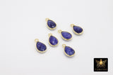 Sapphire Teardrop Charms, Gold Plated Oval Blue Gemstones #2849, Sterling Silver Birthstone Pendants