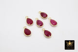 Ruby Teardrop Charms, Gold Plated Oval Blue Gemstones #2850, Sterling Silver Birthstone Pendants