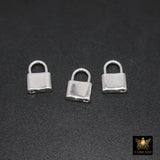 Silver Pad Lock Clasp, Solid 925 Sterling Silver Lock Key Clasp # 666, 12 x 16 mm Stamped 925
