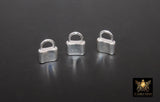 Silver Pad Lock Clasp, Solid 925 Sterling Silver Lock Key Clasp # 666, 12 x 16 mm Stamped 925