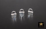 Silver Pad Lock Clasp, Solid 925 Sterling Silver Lock Key Clasp #675, 16 mm Stamped 925