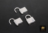 Silver Pad Lock Clasp, Solid 925 Sterling Silver Lock Key Clasp #666, 12 x 16 mm Stamped 925