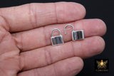 Silver Pad Lock Clasp, Solid 925 Sterling Silver Lock Key Clasp #666, 12 x 16 mm Stamped 925