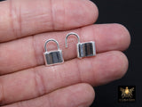 Silver Pad Lock Clasp, Solid 925 Sterling Silver Lock Key Clasp #666, 12 x 16 mm Stamped 925