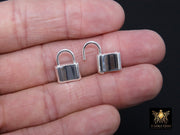 Silver Pad Lock Clasp, Solid 925 Sterling Silver Lock Key Clasp  #675, 16 mm Stamped 925
