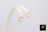14 K Gold Hoop Stud Earrings, High Quality Gold Filled Heart Stud Post Findings #2801, 10 mm Minimalist Stud Findings