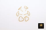 14 K Gold Hoop Stud Earrings, High Quality Gold Filled Heart Stud Post Findings #2801, 10 mm Minimalist Stud Findings